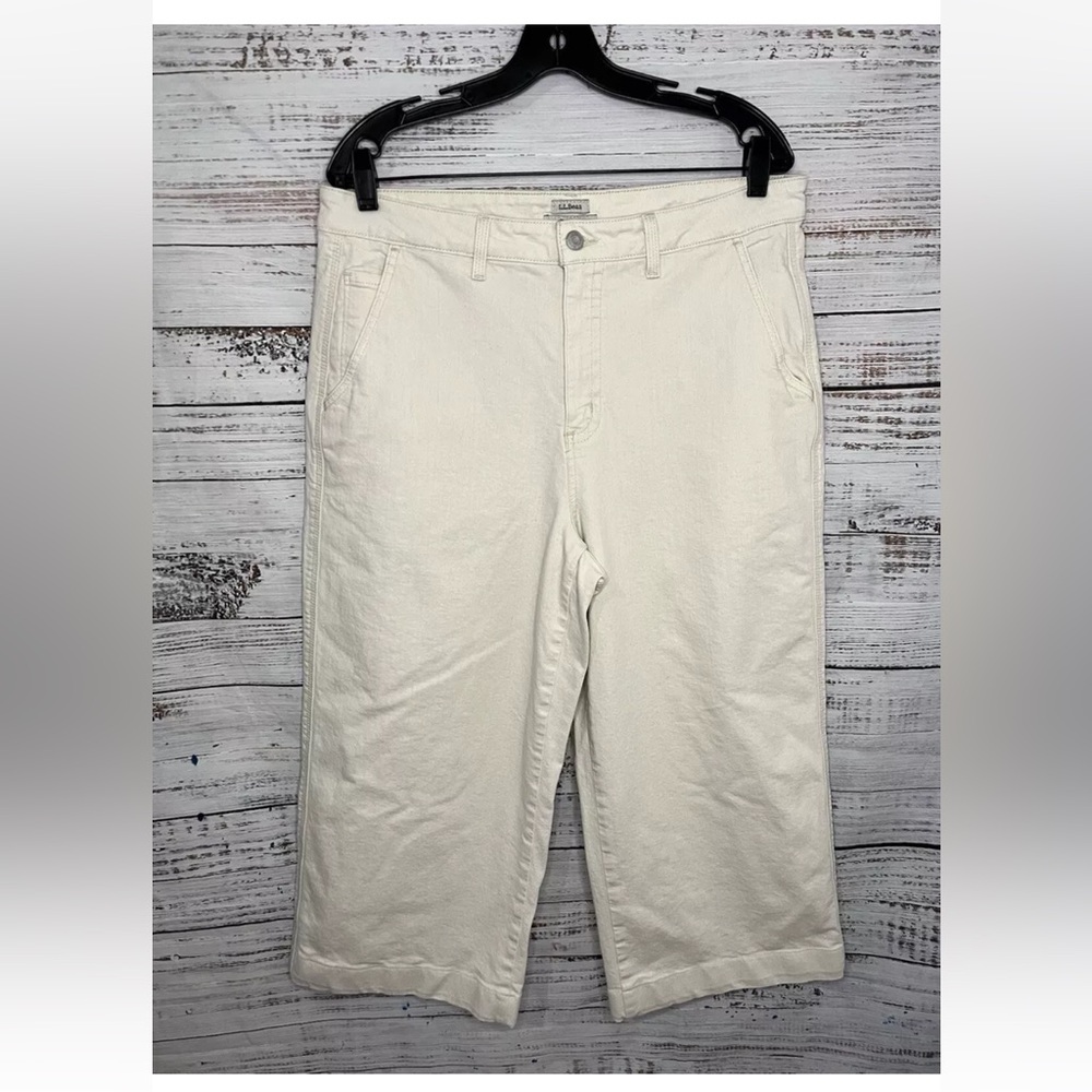 LL Bean Wide Leg Cropped Pants High Rise Sz 16R Classic Fit Casual